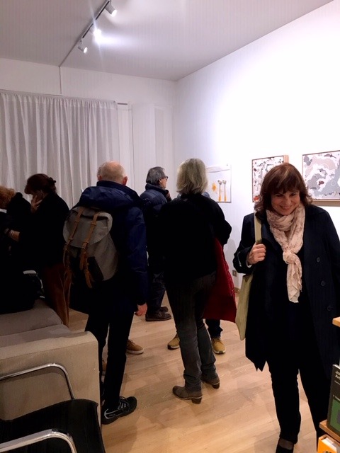 Visitors at the opening of Grammatiche Terrestri at MyMicroGallery, Milan